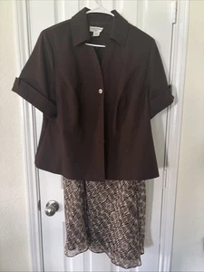 LADY DORBY size 20W Brown 2-piece suit jacket/skirt machine wash - Picture 1 of 6