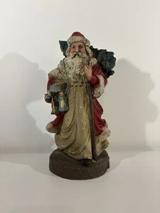 Old World Santa Father Christmas Vintage Resin Figure Rustic look + orig box - Picture 1 of 5