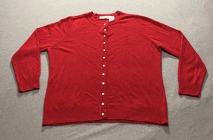Weiße Hirsch Strickjacke Damen XL feminin Lounge Anlass Oma Preppy Indie rot - Bild 1 von 7