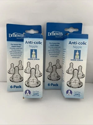 Dr Brown's Natural Flow Narrow Bottle Nipples, LEVEL 4 - Fast Flow, 9m+, 12ct - Image 1 of 3