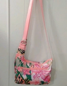 Vera Bradley Reactive Cross Body Bag Rain Forest Canopy Coral EUC - Picture 1 of 15