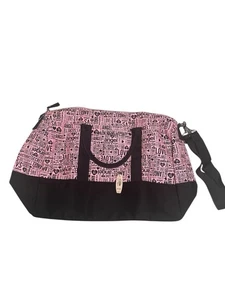 Victoria's Secret VS Pink Schwarz Angel Love Canvas Beuteltasche Tasche Weekender Seesack - Bild 1 von 3