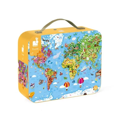 Janod - Puzzle Bambini Mondo gigante 54 Pezzi - Cartone certificato FSC - I tZq1 - Immagine 1 di 4