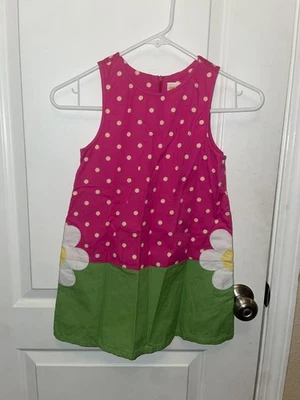 Vestido Gymboree Niños Talla 6 Rosa Y Verde Con Margaritas Verano Foto 1 de 3
