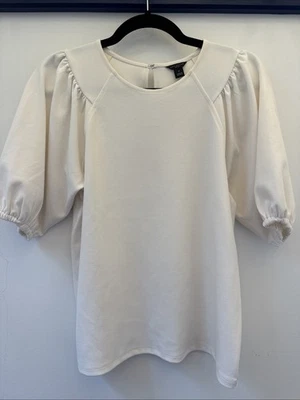 Blusa Top Ann Taylor Elegante Elegante Preppy Marfil Manga Globo Talla Pequeña Foto 1 de 4