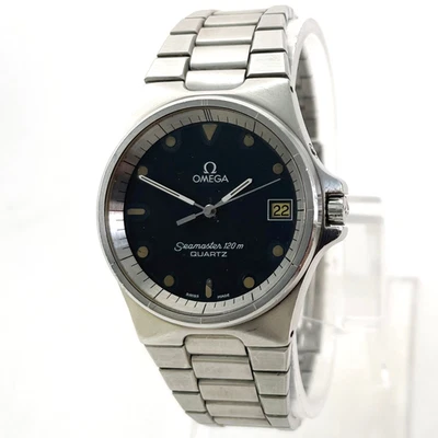 Vintage 80's OMEGA Seamaster 120m Watch 196.0197 Diver mens black Recife claypso — 第 1/4 张图片