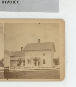 Couple Sitting on Porch Residence VT Vermont Stereoview c1870 - Picture 1 of 3