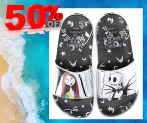 Nightmare Before Christmas Women's size 6 Metallic Slide Sandals SILVER NEW - Picture 1 of 18