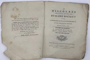 William WALTER / DISCOURSE DELIVERED BEFORE THE HUMANE SOCIETY - Picture 1 of 1