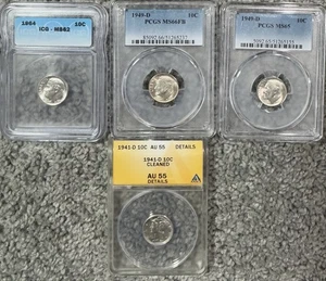 Lot Of 4 Silver Dimes - Picture 1 of 2