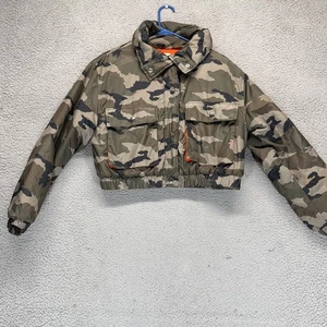 Jason Maxwell Womens Long Sleeve Crop Camouflage Jacket Brown Size M - Picture 1 of 9