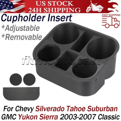 4 Cup Holder Insert Upgrade For Chevy 2003-07 Silverado Tahoe Suburban Avalanche - Image 1 of 4