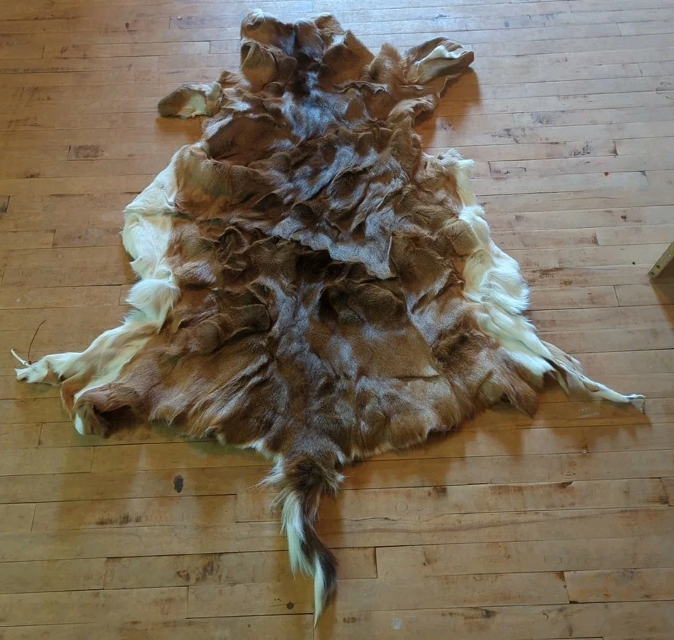 Alfombra suave de piel de ciervo con pelo de piel de ciervo grande decoración de cabina artesanía  Foto 1 de 4