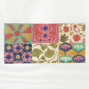Alice Peterson hand painted needlepoint canvas 6 square eyeglass case patchwork - Picture 1 of 1