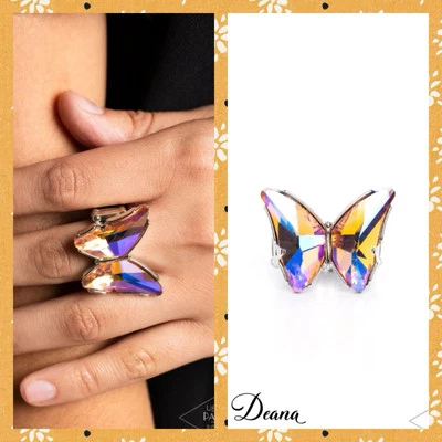 Paparazzi ~ Fluorescente Flutter LARANJA 🌈UV Brilhante🌈Anel Borboleta ~🦋LOP🦋 - Imagem 1 de 4