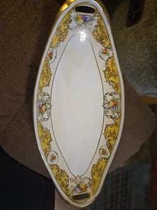 Vintage handbemalt FLORAL GOLD GETRIMMT oval Relish SCHÜSSEL NORITAKE M im Kranz JAPAN  - Bild 1 von 8