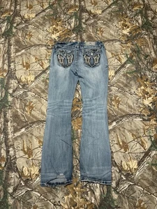 Vintage Y2K Miss Me Jeans 30x31 Hellblau Faded Used Wide Leg - Bild 1 von 6