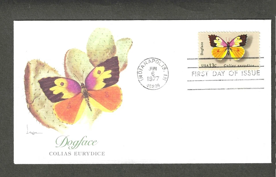 #1714 13c DOGFACE BUTTERFLY ISSUE FDC-INDIANAPOLIS,IND JUN 6-1977 FLEETWOOD CHT - Image 1 of 1
