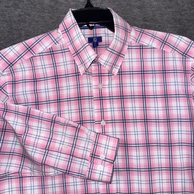 FootJoy Golf Shirt Pink Plaid Button Up Long Sleeve Stretch Mens Medium - Image 1 of 4