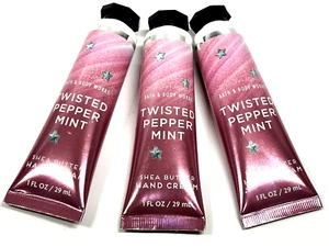 NEW 3 BATH & BODY WORKS TWISTED PEPPERMINT SHEA BUTTER HAND CREAM LOTION 1 OZ - Picture 1 of 2