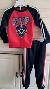Toddler Boy 2pc Size 5/6 Blue & RedJogger Set Quad Seven Pullover Sweatshirt - Picture 1 of 6