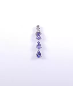 Pendant Tanzanite Diamond drop 9 carat white gold - Picture 1 of 4