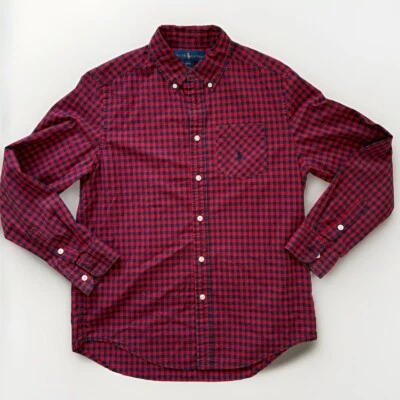 Men's Ralph Lauren Polo Red And Blue Plaid Dress Shirt Long Sleeve Size L - Image 1 of 4
