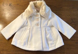 BABY GIRLS WINTER CREAM COAT DETACHABLE FAUX FUR COLLAR 12/18 or 18/24 MONTHS - Picture 1 of 3