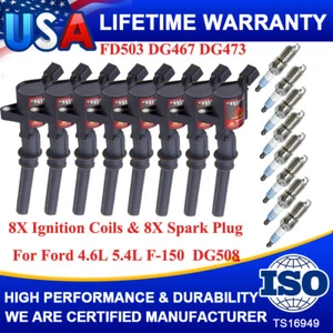 8X Ignition Coil Pack and Iridium Spark Plug For Ford F-150 4.6L 5.4L V8 DG508 - Picture 1 of 15