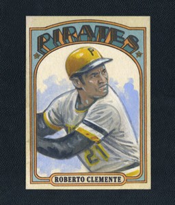 Roberto Clemente Pirates Legend Original Painted Portrait 1972 Style Card 1/1