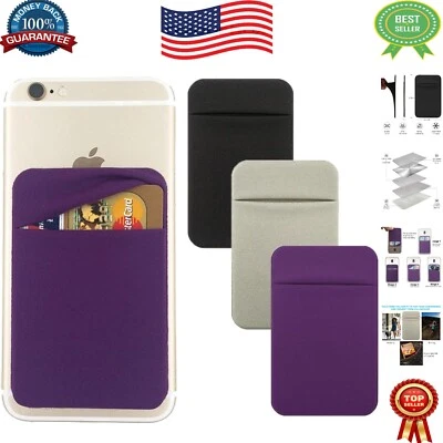 3-Pack Stylish Cell Phone Card Holders - Double Pocket Wallets for Smartphones - Image 1 of 4