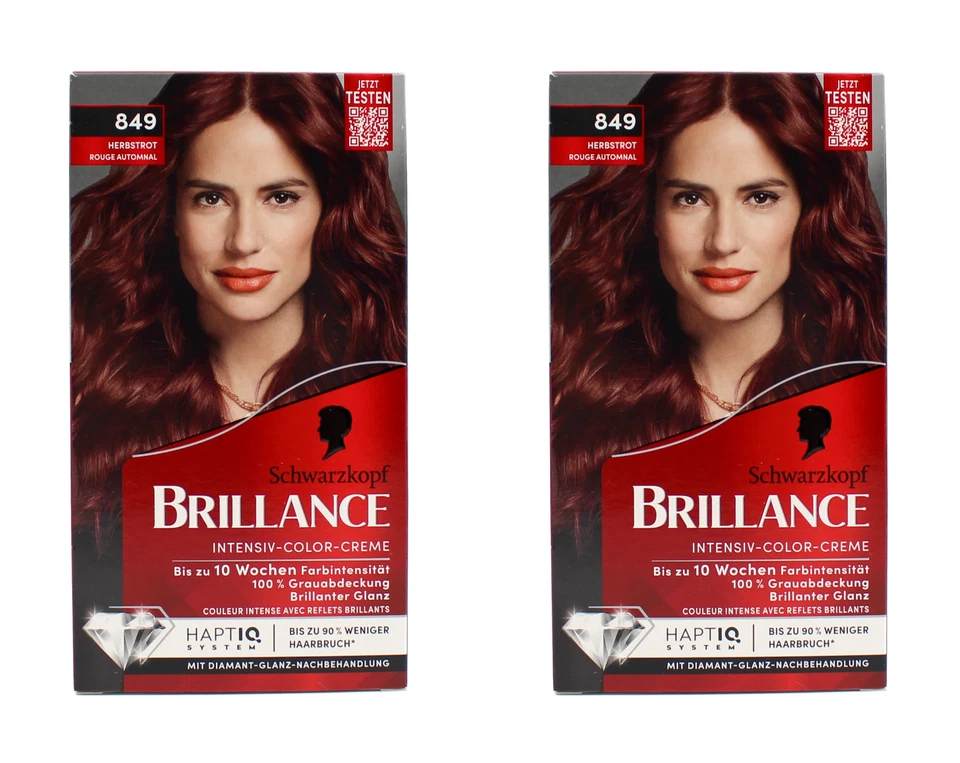 2x Schwarzkopf Brillance Intensiv-Color-Creme 849 Herbstrot EAN4015100801415