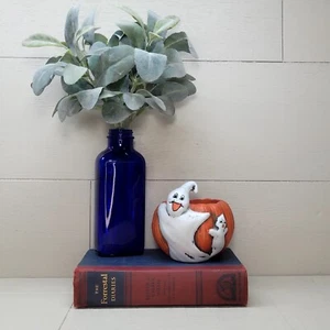 Maceta vintage Halloween Ghost 1994 New Holland floral naranja - Imagen 1 de 12