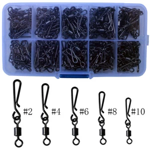 200pcs Quick Change Fishing Clip Snap Swivel Oval Ring Fishing Swivel Connector - Picture 1 of 8