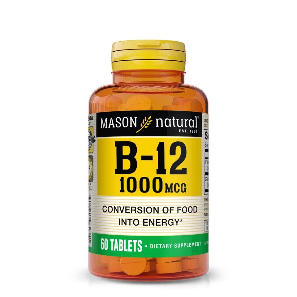 Mason Natural Vitamina B12 1000 mcg - Conversión de Alimentos en Energía, 60 Comprimidos Foto 1 de 4