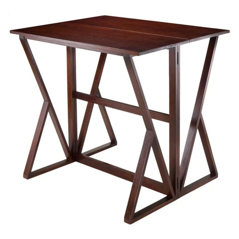 High Table 36.22 in. Rectangle Drop Leaf Gate Leg Solid Wood Walnut Cover