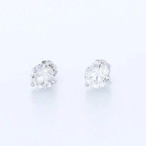 DIAMANTES NATURALES DE 2,1 QUILATES F/VS1 REDONDOS BRILLANTES ORO BLANCO 14K CLAVIJAS CLÁSICAS - Imagen 1 de 12