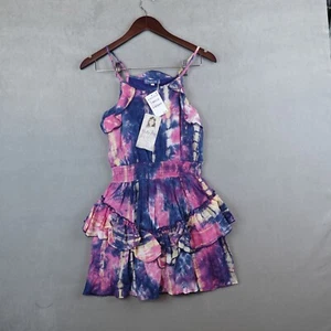 NWT Truly Me Dress Girls Size 10 Tie Dye Spaghetti Straps Smock Waist Layered - Picture 1 of 7