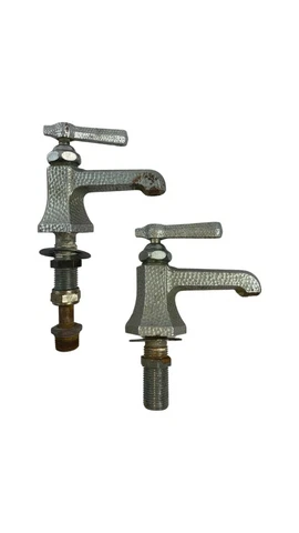 Antique Vintage Hammered Nickel Plated Brass Faucets Spigots Sink Fittings Cover