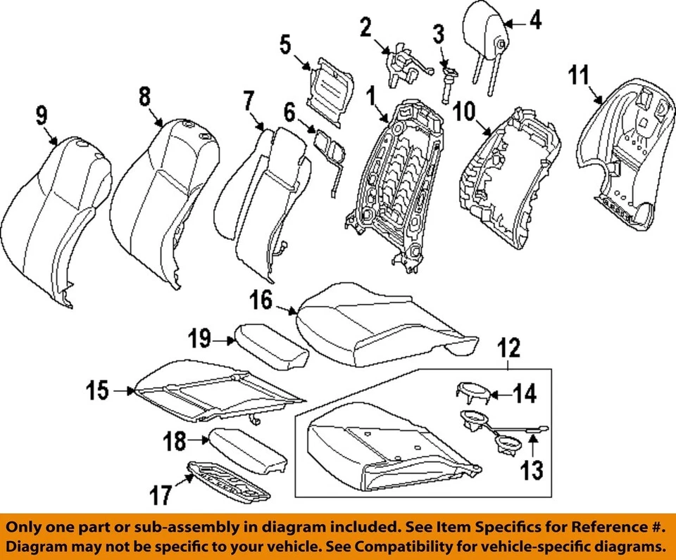 Componentes del asiento del conductor MERCEDES OEM 15-23 C300 - Cubierta de cojín 205910199D88 Foto 1 de 1