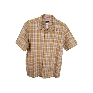 Patagonia hellbraun kariertes Kurzarmhemd Bio-Baumwolle Herren Large BT3 - Bild 1 von 5