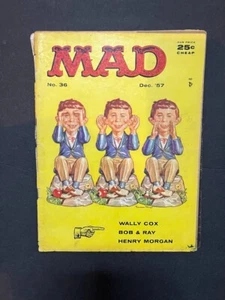MAD MAGAZINE #36 DEC 1957 HEAR NO EVIL December Spine Damage missing pages - Picture 1 of 4