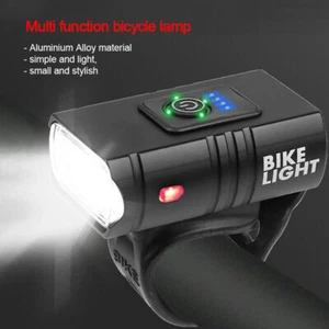 Bike Front Light USB Rechargeable LED Lamp Bicycle Headlamp Power Display 6 Mode - Picture 1 of 13
