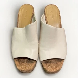 Vince Wyatt-E Sandalia de Cuero Lino Zapatos para Mujer Talla 9M Tacón de Corcho Punta Abierta - Imagen 1 de 11