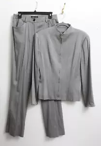 Traje Blazer de Colección Talla 8 Griffith Gris Por St John Lana Gris Cremallera Set - Imagen 1 de 14