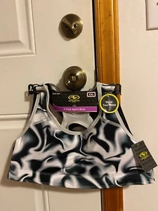 NEW GIRL'S SIZE XXL ATHLETIC WORKS 2 PACK SPORTS BRAS BAND SIZE 38 - Picture 1 of 8