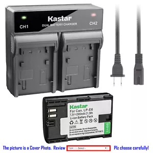Kastar Battery Dual Rapid Charger for Canon LP-E6 LP-E6N LC-E6 & Canon EOS 6D - Picture 1 of 10