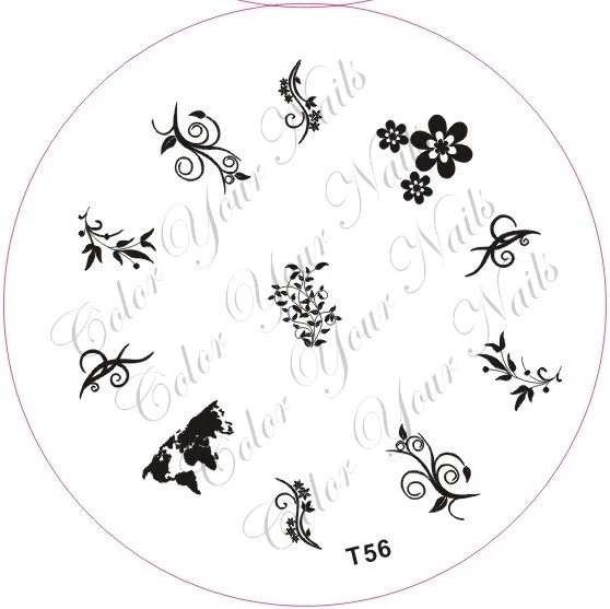 COLOR YOUR NAILS Große Stamping Schablone T56,verschiedene Blättersorten, Zweige ect.