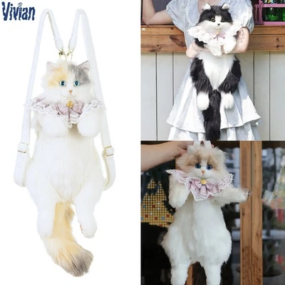 Cat Backpack Simulated Stuffed Realistic Animal Stuffed Bag Plush Backpack Toy - Image 1 of 4