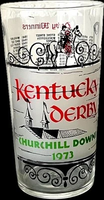 Kentucky Derby 1973 esmerilado como nuevo vidrio de julep Churchill Downs ganador de la secretaría Foto 1 de 2